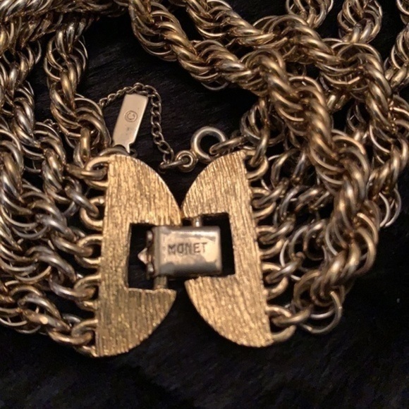 GOLD MONET MULTI ROPE CHAIN VINTAGE BRACELET 7” - Picture 4 of 5